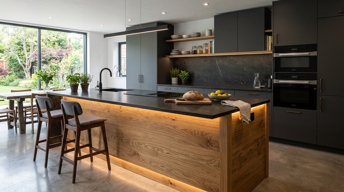 Maison passive : ce que mesure vraiment la PHPP 1 cuisine chene massif pierre