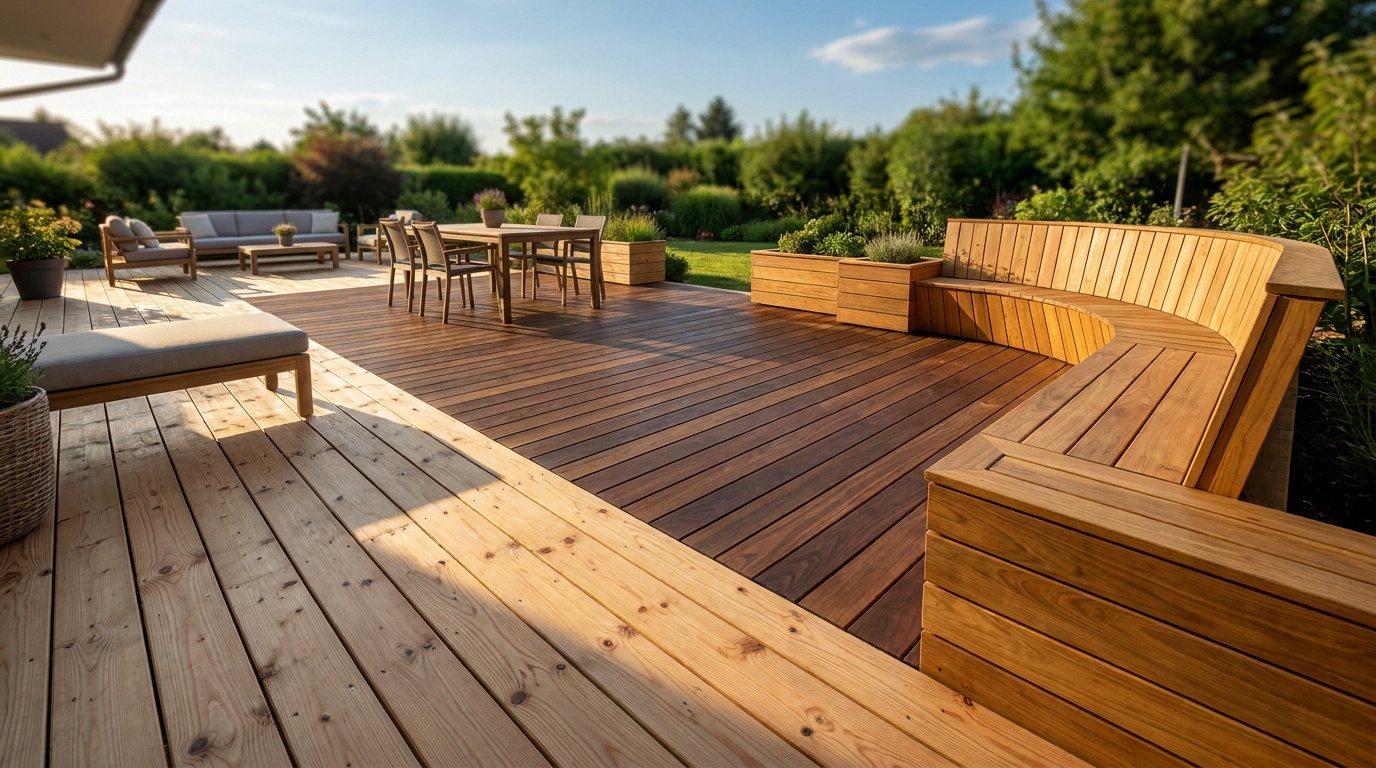 Terrasse en bois : quelle essence choisir pour votre sol ? 1 g6u1obhv terrasse en bois moderne avec trois essences
